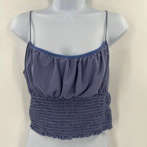 Urban Outfitters‎ Modal Blend Smocked Crop Top L Large Blue Soft Stretch Y2K